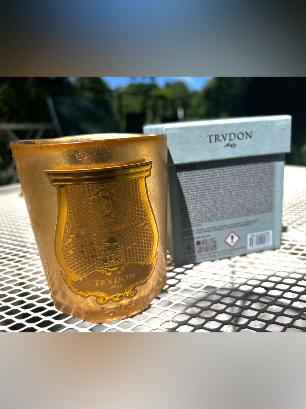 Trudon empty Empire gold limited edition French luxury candle vessel.